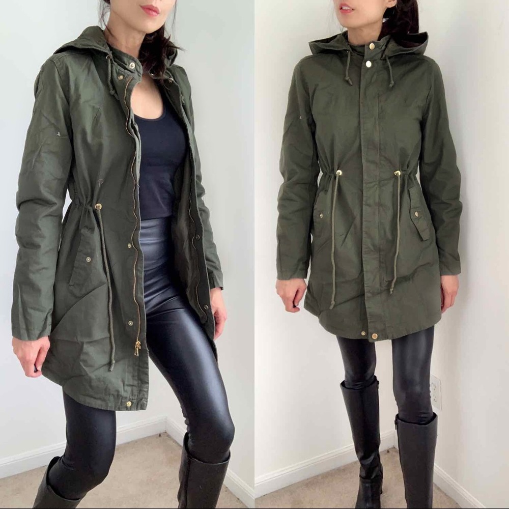OLIVE GREEN UTILITY CARGO JACKET - Picture 2 of 16